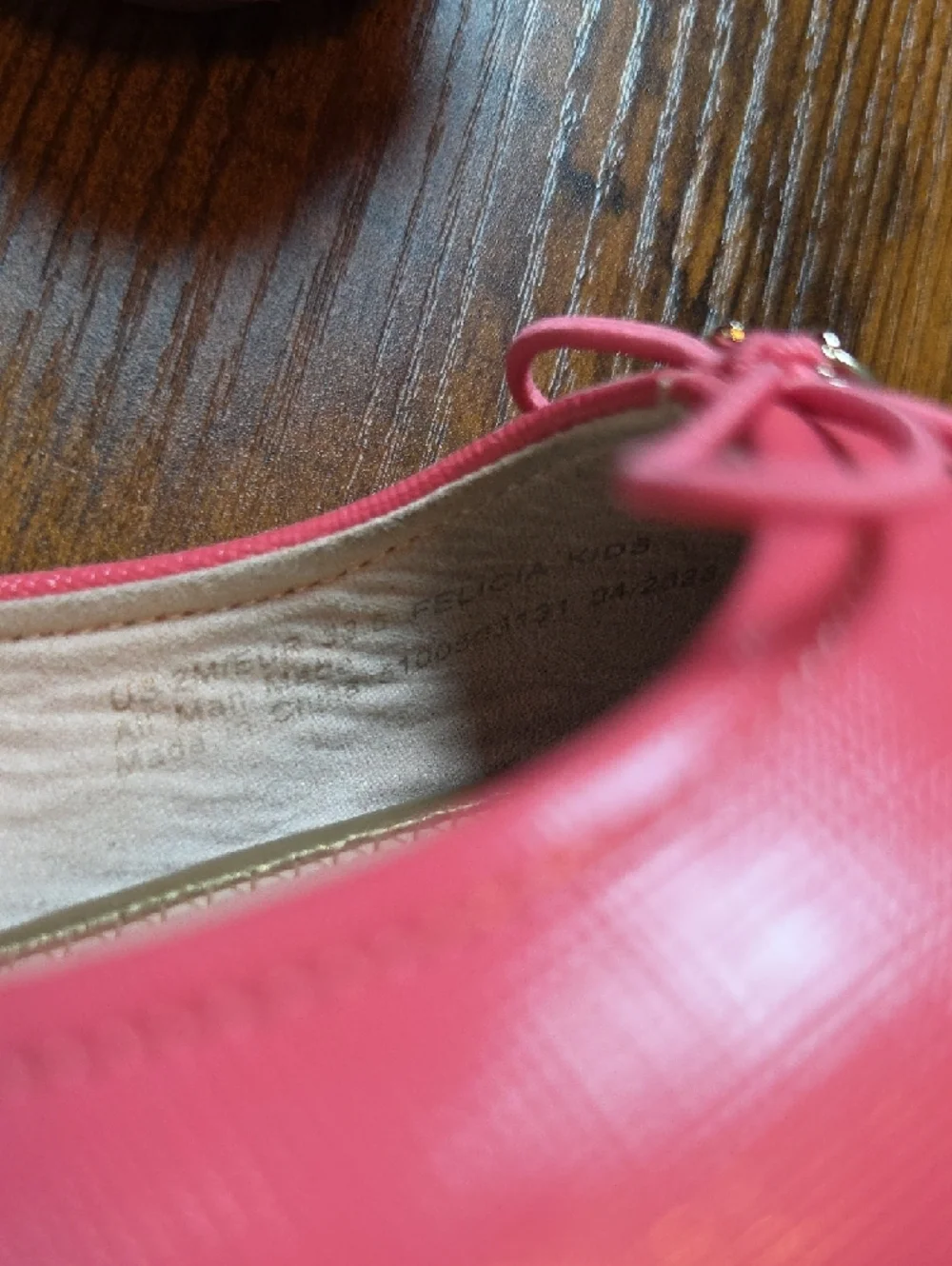 Girls Pink Ballet Flats with Bow Accent